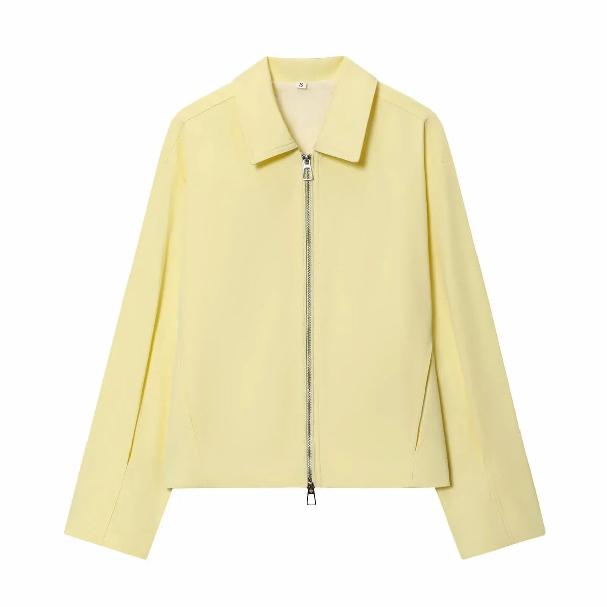 Women Casual Solid Zipper Coat Women Street Lapel Pockets Long Sleeve Simple Pleated Female Outwear Fashion Bomber Jacket