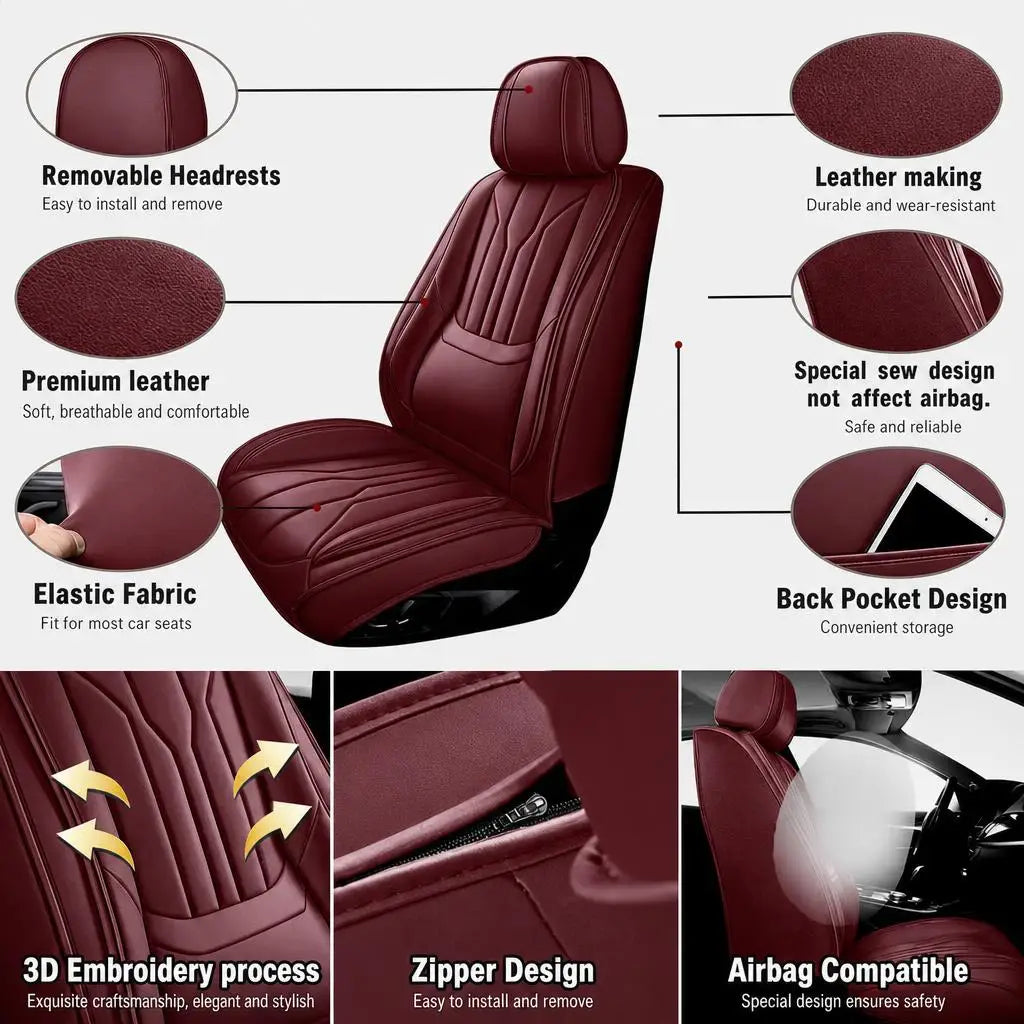 For Honda Car Seat Covers Luxury Leather Front Rear Protectors Cushion 5 Seats Full Surround Protection Seat Covers