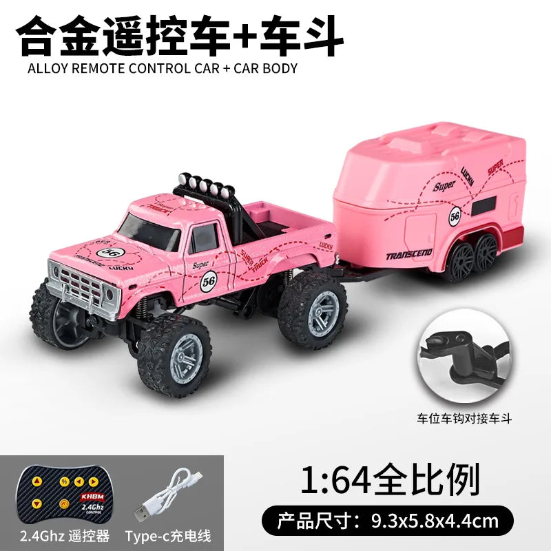 Mini 1:64 RC Car Monster Truck 2.4G Alloy Remote Control Off-Road Drift Racing with Led Light Adult Boys Toys Christmas Gifts