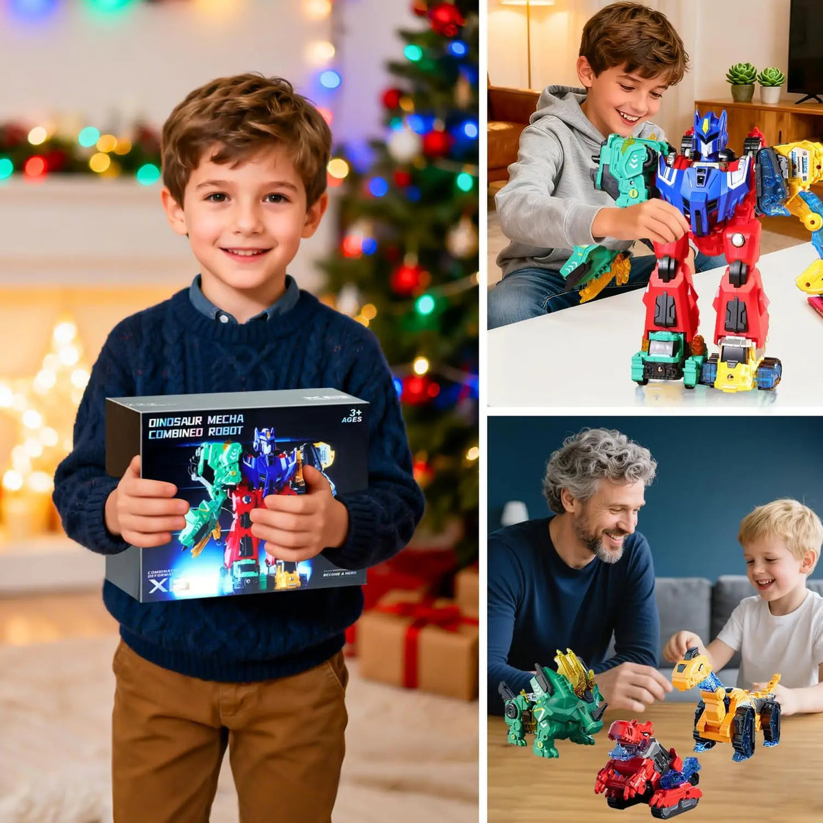 Hotfree Magnetic Dinosaur Transforming Robot Toys - 6-in-1 Dino Construction Truck Magnetic Blocks Building Block Sets, Pretend Play Dinosaur Figurine Toy Figure Playsets for Boys & Girls, STEM Educational Christmas Birthday