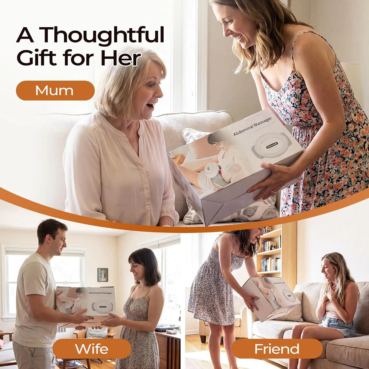 Abdominal Massager Electric Stomach Massager for Flattening Belly Multiple-use for Waist Abdomen Back Neck Leg 3 Modes, Rechargeable, Home Office Use, Mother's Day Birthday Christmas Gifts for Women Mom