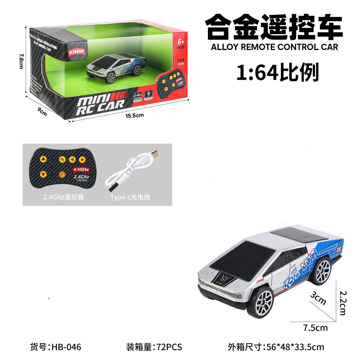 Mini 1:64 RC Car Monster Truck 2.4G Alloy Remote Control Off-Road Drift Racing with Led Light Adult Boys Toys Christmas Gifts