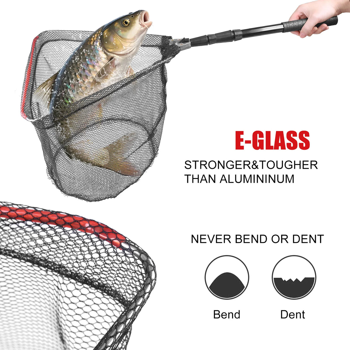 Fishing Landing Net with Telescopic Pole Handle Folding Nylon Mesh Fishing Net for Saltwater and Freshwater Steelhead,Salmon,Kayak,Catfish,Bass,Trout,Shrimp,Crab,for Easy Catch & Release