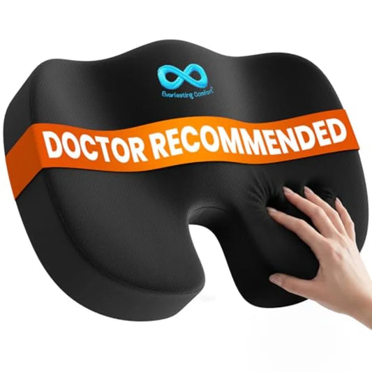 Doctor Recommended Memory Foam Seat Cushion for Office Chairs and Car - Ergonomic Office Desk Accessories - Cushions for Tailbo