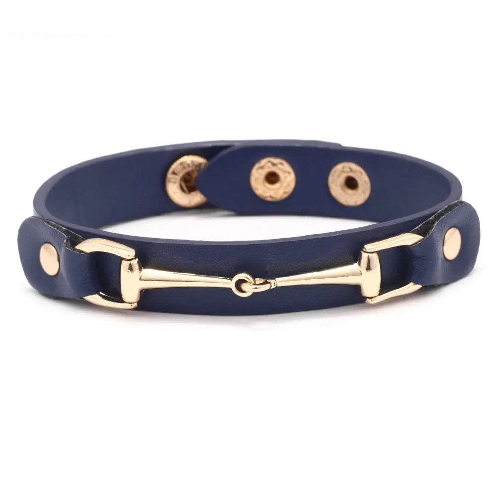 Kirykle High Quality PU leather Bracelet for women Candy Color Double Layer Punk Style Charms Leather Bangle Christmas Gift