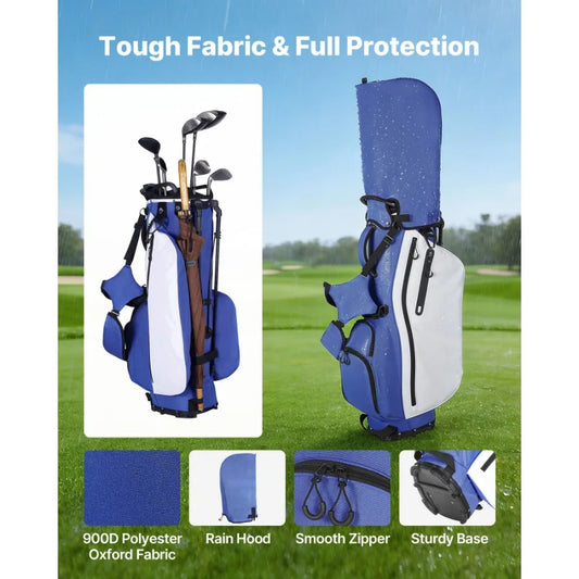 Golf Cart Bag, 7 Way Top Divider Organizer, Club Stand Bag with Full-length Divider, Handles, Dual Support Legs, Storage Pocket