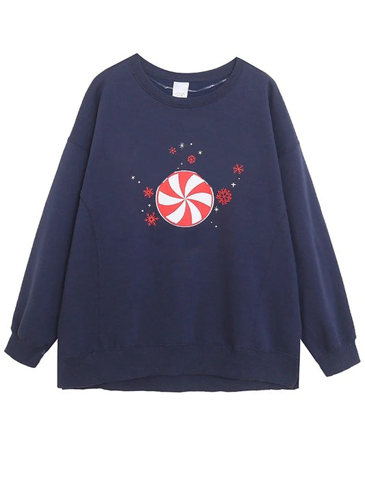 Fashion Letter Windmill Cartoon Print Embroidery Sweatshirt Merry Christmas Sweet Women Unisex Couple Tops Streetwear Female