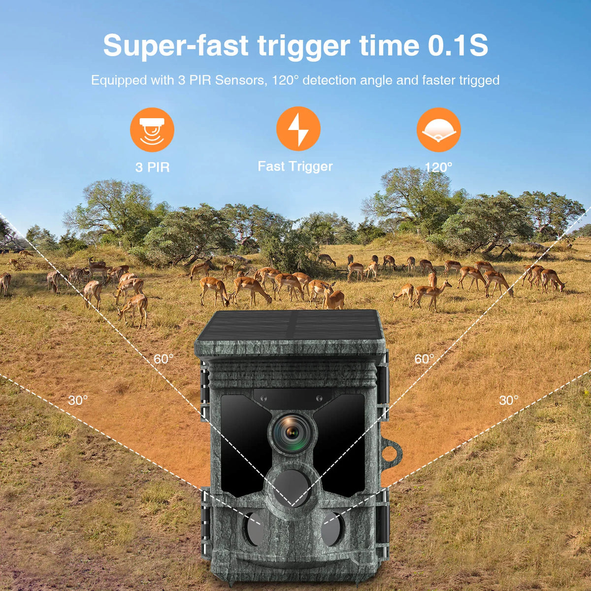 RD7010WF 4K 112MP WIFI Night Vision Wild Game Trail Camera, Solar Powered Camera Traps for Hunting and Home Garden Security