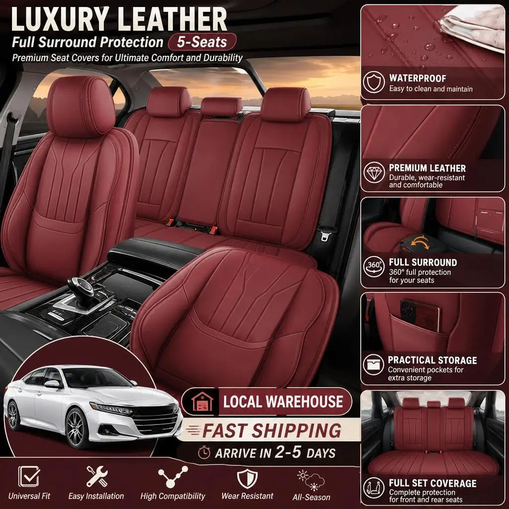 For Honda Car Seat Covers Luxury Leather Front Rear Protectors Cushion 5 Seats Full Surround Protection Seat Covers