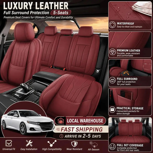 For Honda Car Seat Covers Luxury Leather Front Rear Protectors Cushion 5 Seats Full Surround Protection Seat Covers