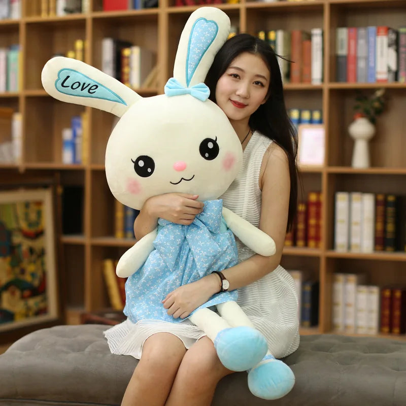 30-120cm Rabbit Plush Dolls Big Ear Bunny Plushie Soft Stuffed Animal Kawaii Skirt Rabbit Decor Christmas Girl Birthday Toy Gift