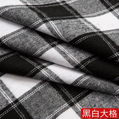 50cmBrushed Polyester Cotton Plaid Fabric 240gsm 1.45m Wide Soft Checkered Cloth for Spring Autumn Shirts, Skirts & DIY Sewing