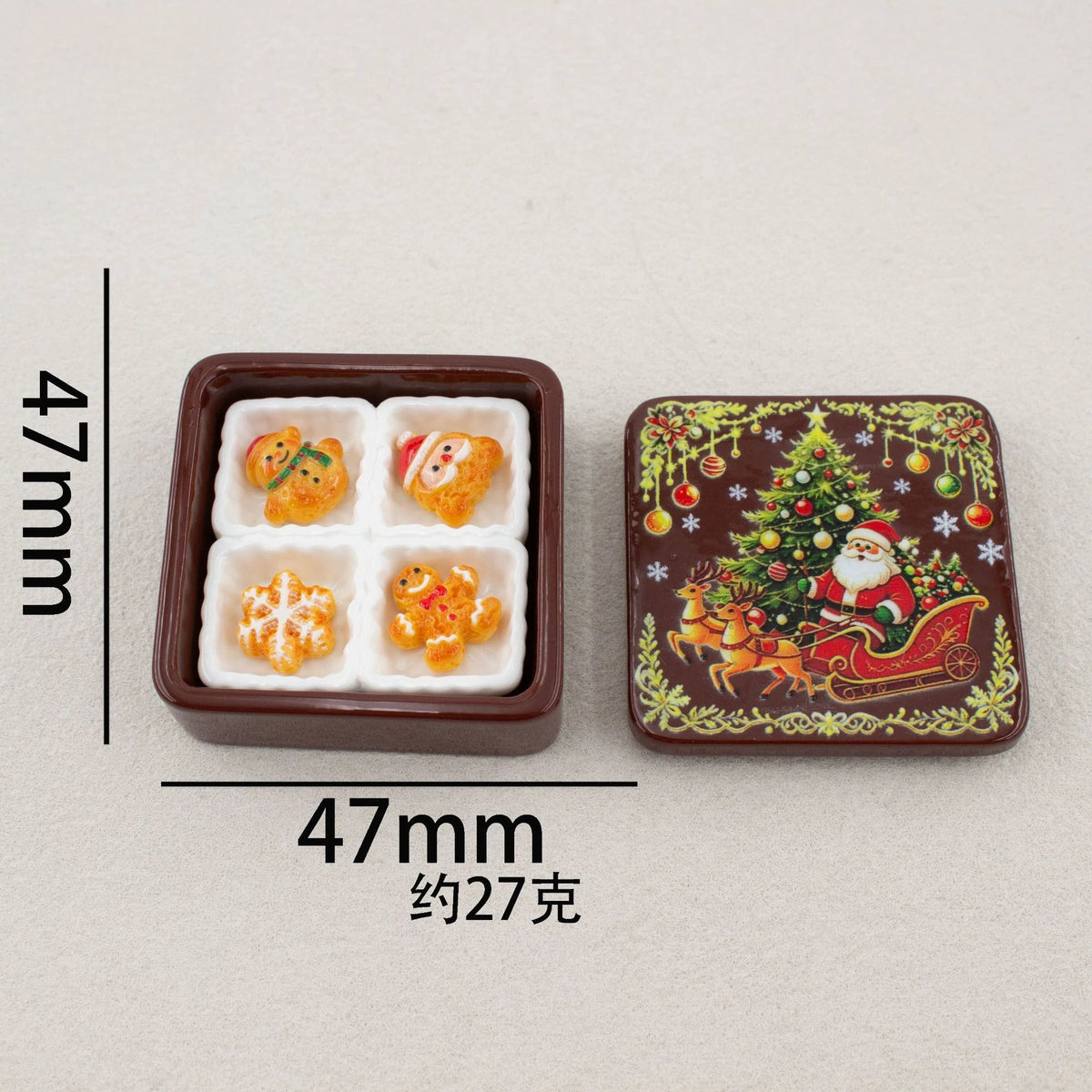 Cute Christmas Gingerbread Biscuit Gift Box Series 3D Resin Cabochon DIY for Keychain Earrings Dollhouse Accessories