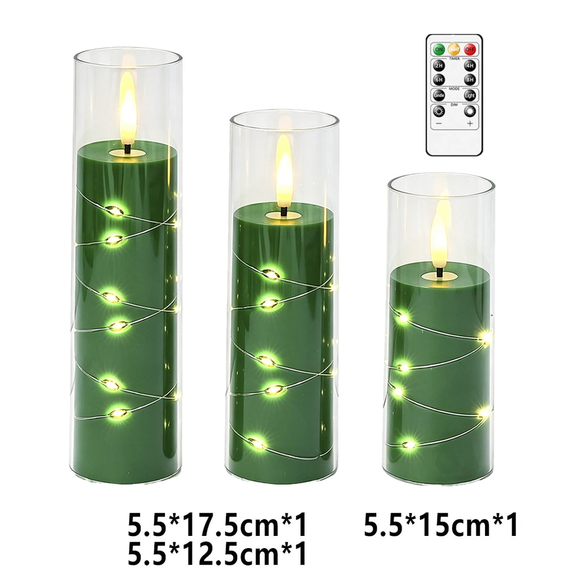 3/5x Flameless LED Candle & Remote Timer Battery Operated Acrylic Clear Pillar Wax, Portable Atmosphere Lamp for Christmas Déc