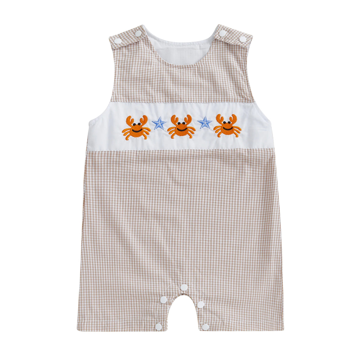 New Baby Boy Romper Cute Embroidered Sleeveless Buttons Short Jumpsuits 2026 Summer Toddler Overalls 0-18M