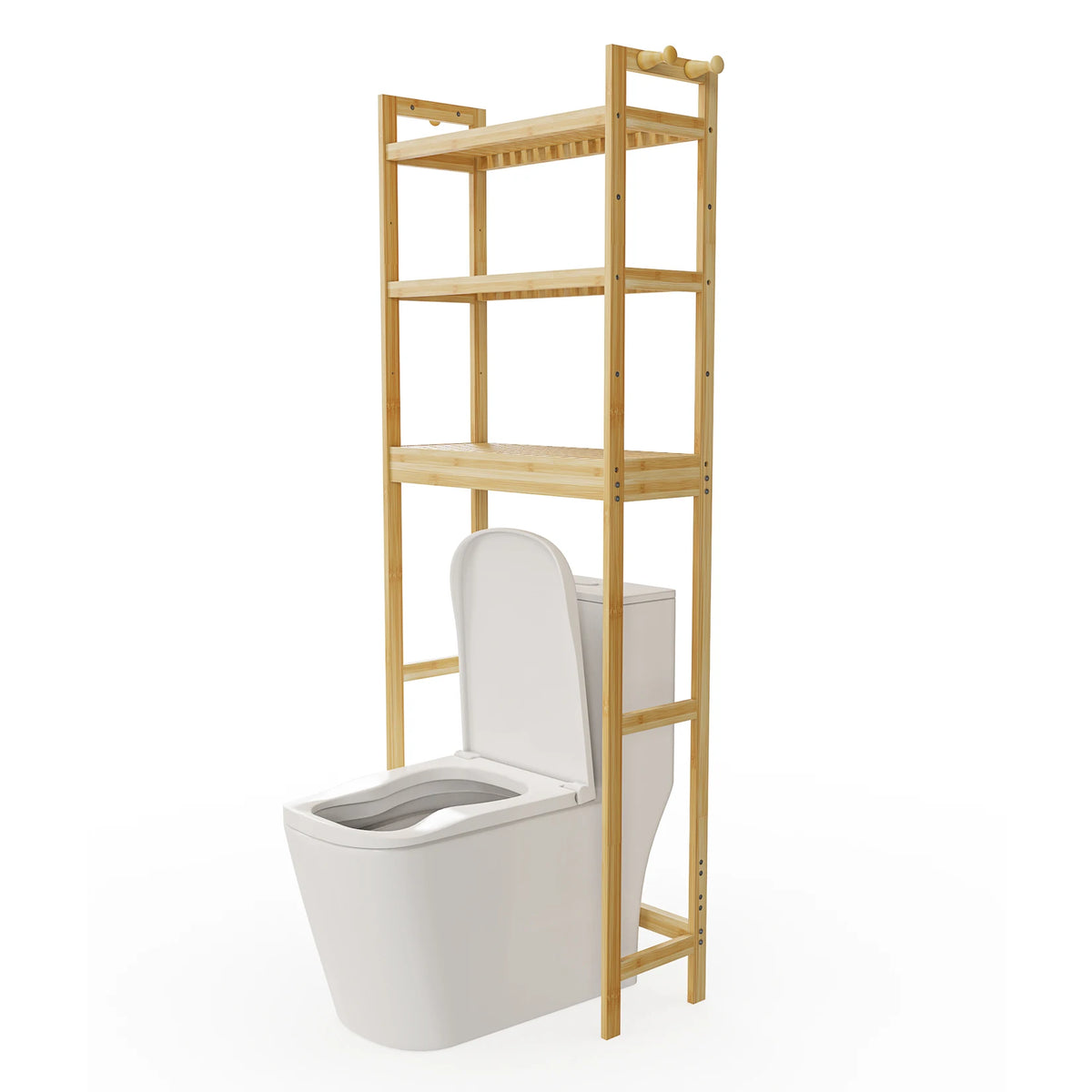 Over Toilet Shelf Bathroom Laundry Organizer Bamboo Storage Shelf Rack