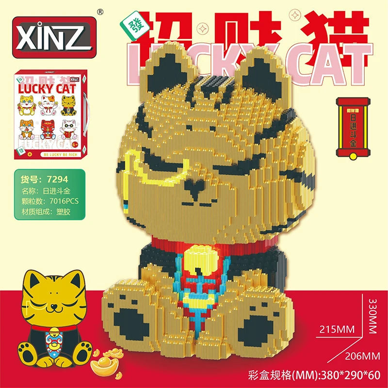 Maneki Neko Magic Building Block Lucky Cat Model Assembled Bricks 3D Kitty Puzzle Decor Toy For Kids Christmas Gift