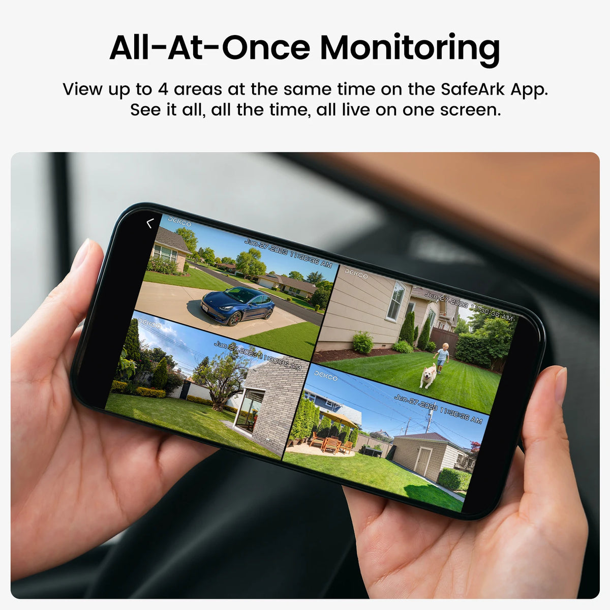 Dekco 3MP Solar Camera System 4 Cam Kit Wireless Camera System Outdoor 5000mAh Battery Wifi Camera AI Detection CCTV Camera Set