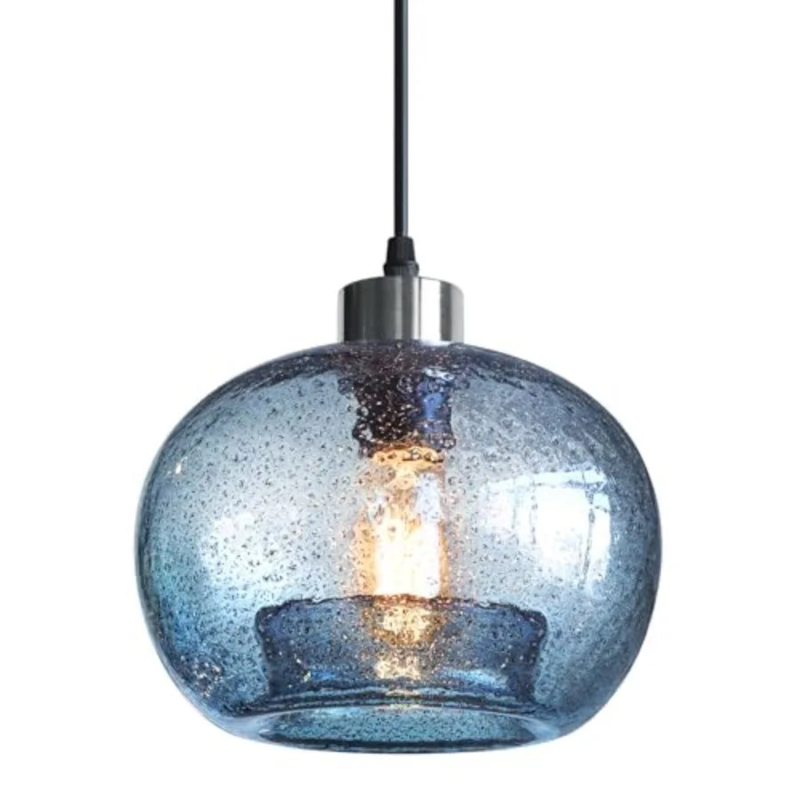 Glass Pendant Lights Kitchen Island Modern Farmhouse Blue Ceiling Hanging Light Fixtures Globe Over Table Sink Foyer Entryway B