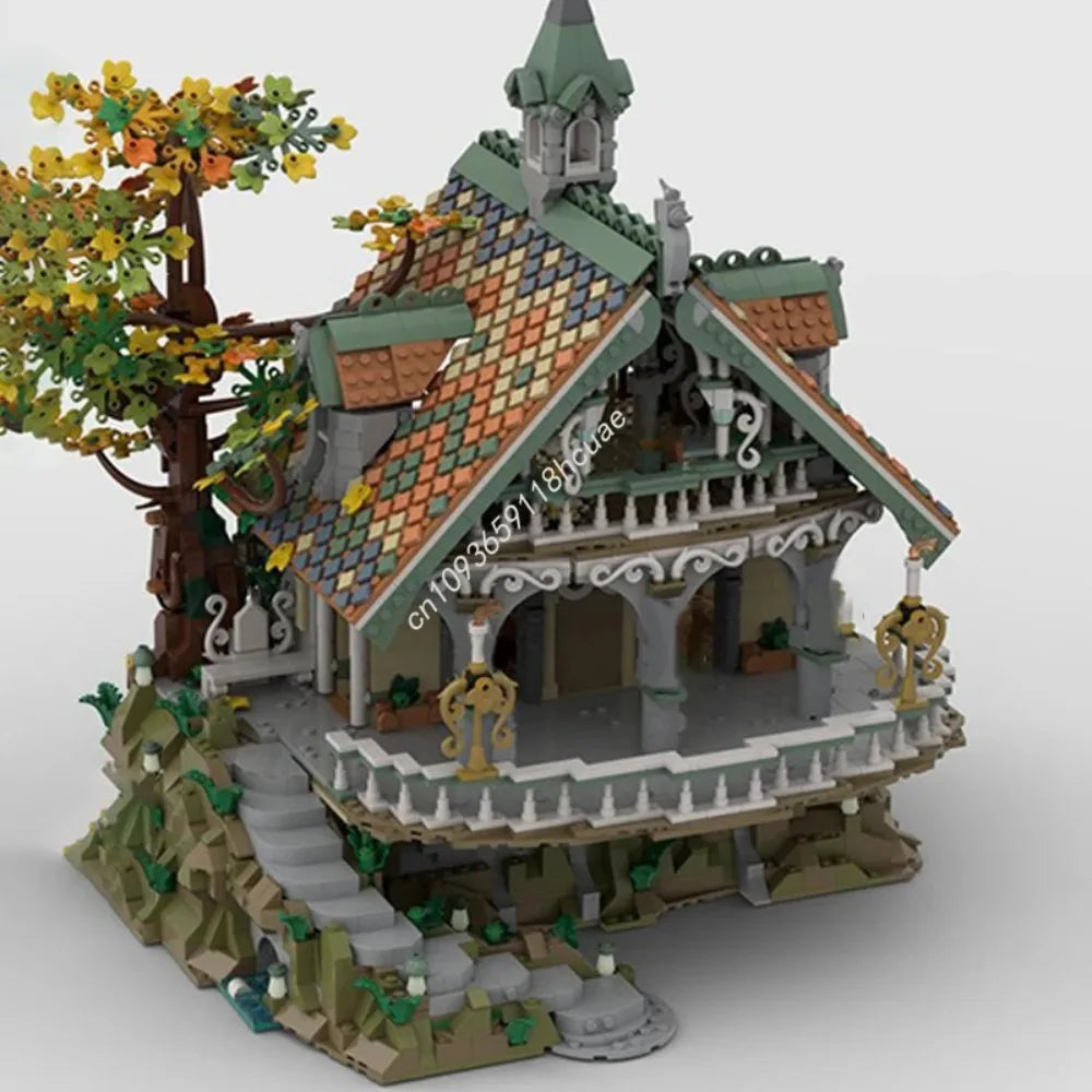 Rivendell House Castle Extension and Mountain Base Architecture Moc Building Blocks Model Assembly Toys Festival Christmas Gifts