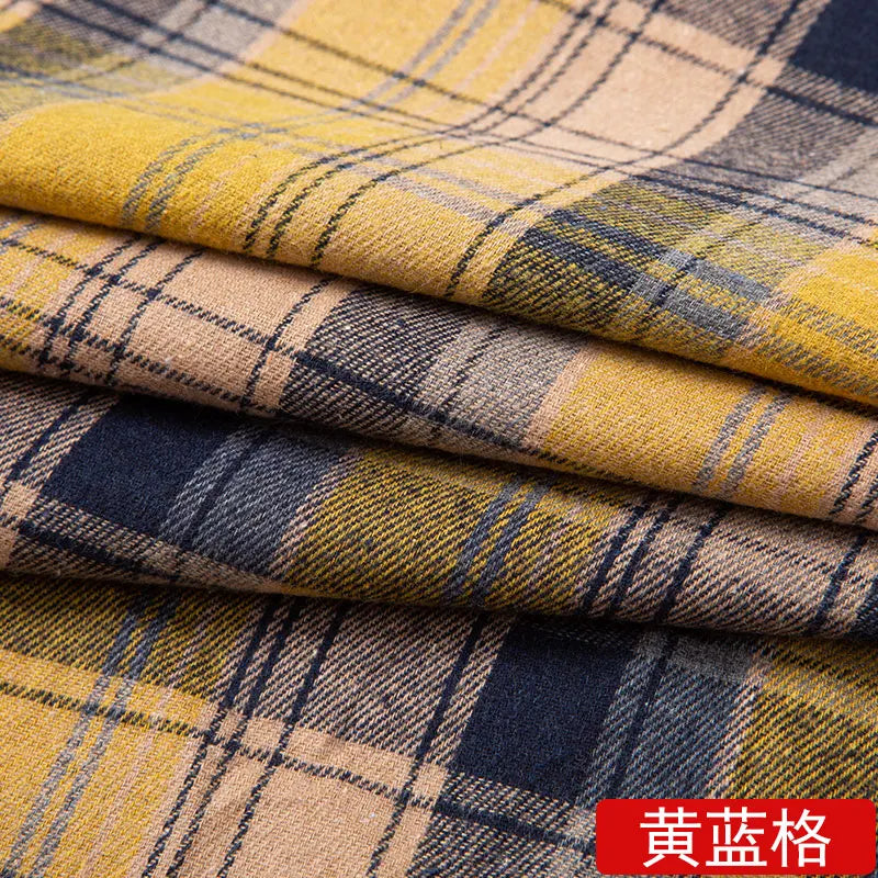 50cmBrushed Polyester Cotton Plaid Fabric 240gsm 1.45m Wide Soft Checkered Cloth for Spring Autumn Shirts, Skirts & DIY Sewing