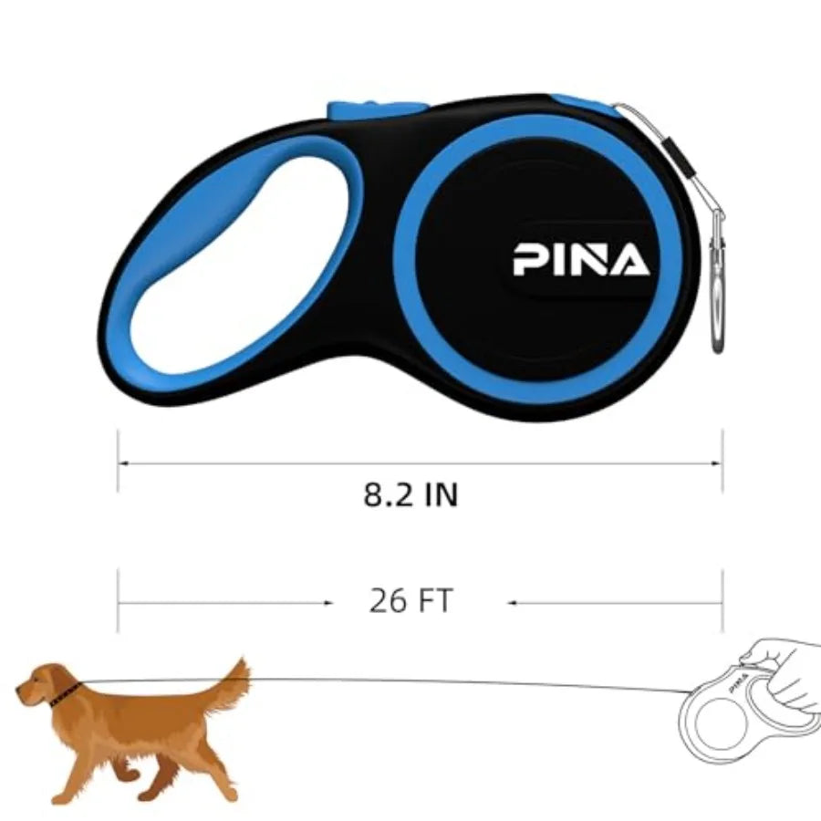 Retractable Dog Leash, 26ft Dog Leash for Small Medium Large Dogs Up to 110lbs, 360° Tangle-Free Strong Reflective Nylon Tape,
