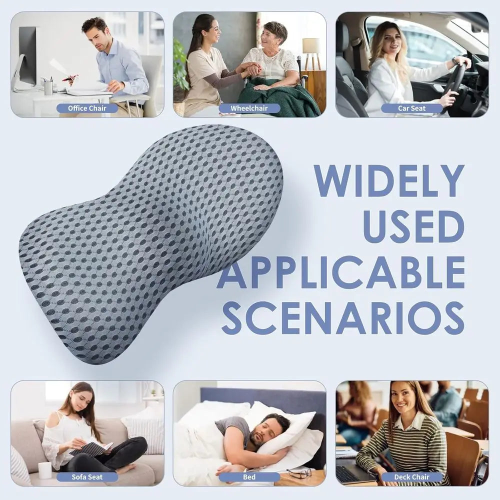Ergonomic Lumbar Support Cushion for Car Seats, Office Chairs, Recliners, and Beds - Gray