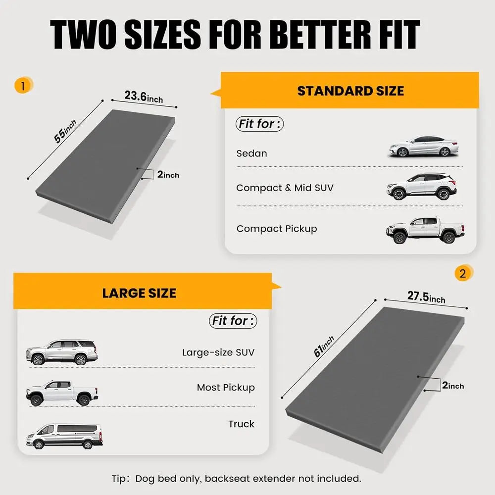 Dog Car Bed or Back Seat Cover, Supportive Pet Mat Cushion, Car Backseat Extender with Removable Cover, Common Size for Sedan, S