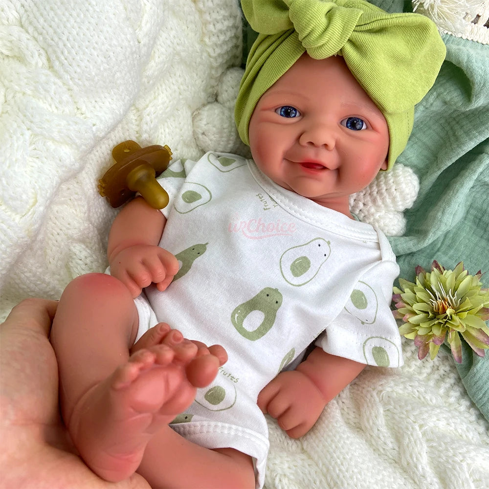 17Inch Silicone Reborn Baby Girl Handmade Soft Lifelike Waterproof Newborn Doll Toy Comfortable to Hold for Christmas Gift