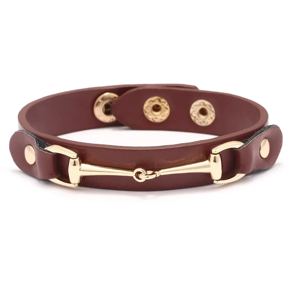Kirykle High Quality PU leather Bracelet for women Candy Color Double Layer Punk Style Charms Leather Bangle Christmas Gift