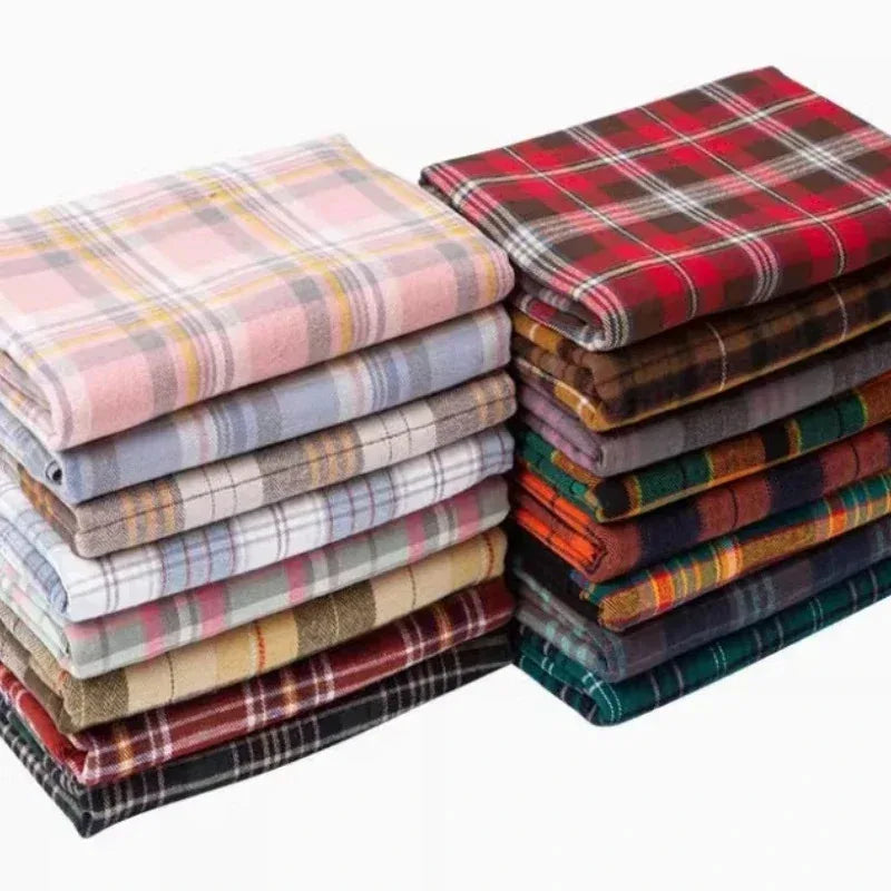 Brushed Plaid Cotton Fabric Soft To The Touch Sold By The Yard Ideal For Clothing Doll Dresses And DIY Sewing Projects.