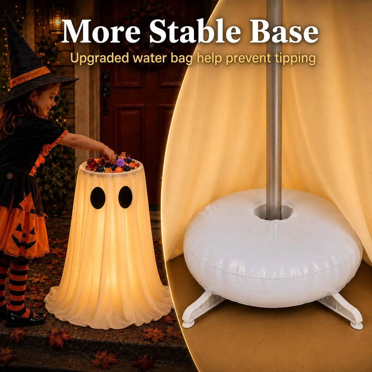 Large-Capacity Lighted Halloween Ghost Candy Bowl | Halloween Candy Bowl for Trick-or-Treat, Thick Draping Ghost Sheet
