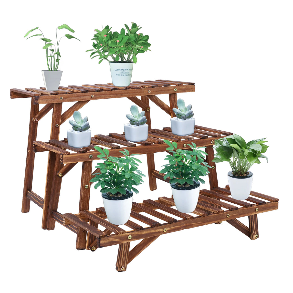 3 Tier Wood Plant Stand Display Rack Flower Pot Holder Planter Organizer for Home Garden Decor