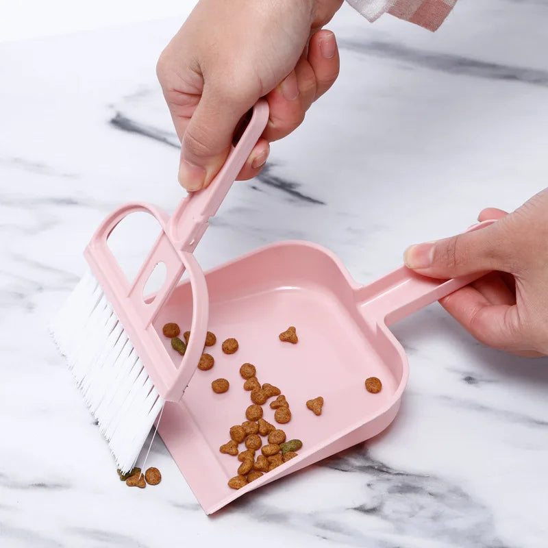 Christmas Gift Mini Desk Broom & Dustpan Set - Stocking Stuffers Cozy Home Desktop Cleaning Tool（blue/pink）