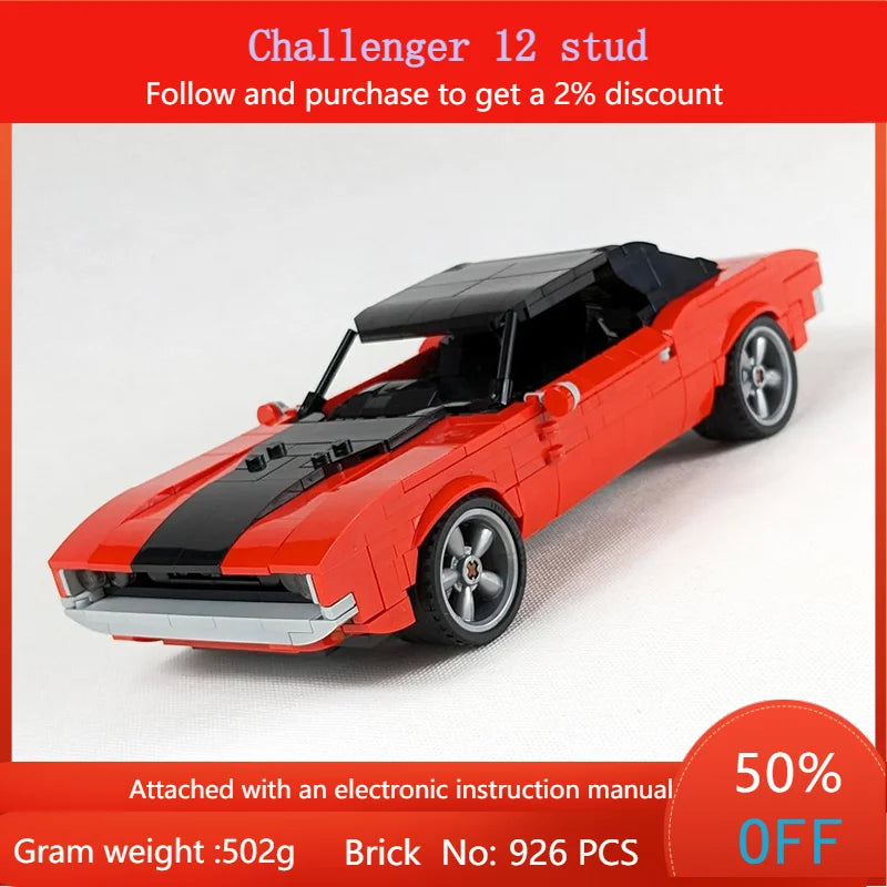 Building Block Car Model 926 Parts MOC Challenger Toy For Boys Adults Christmas Gift Creative Construction Vehicle Set
