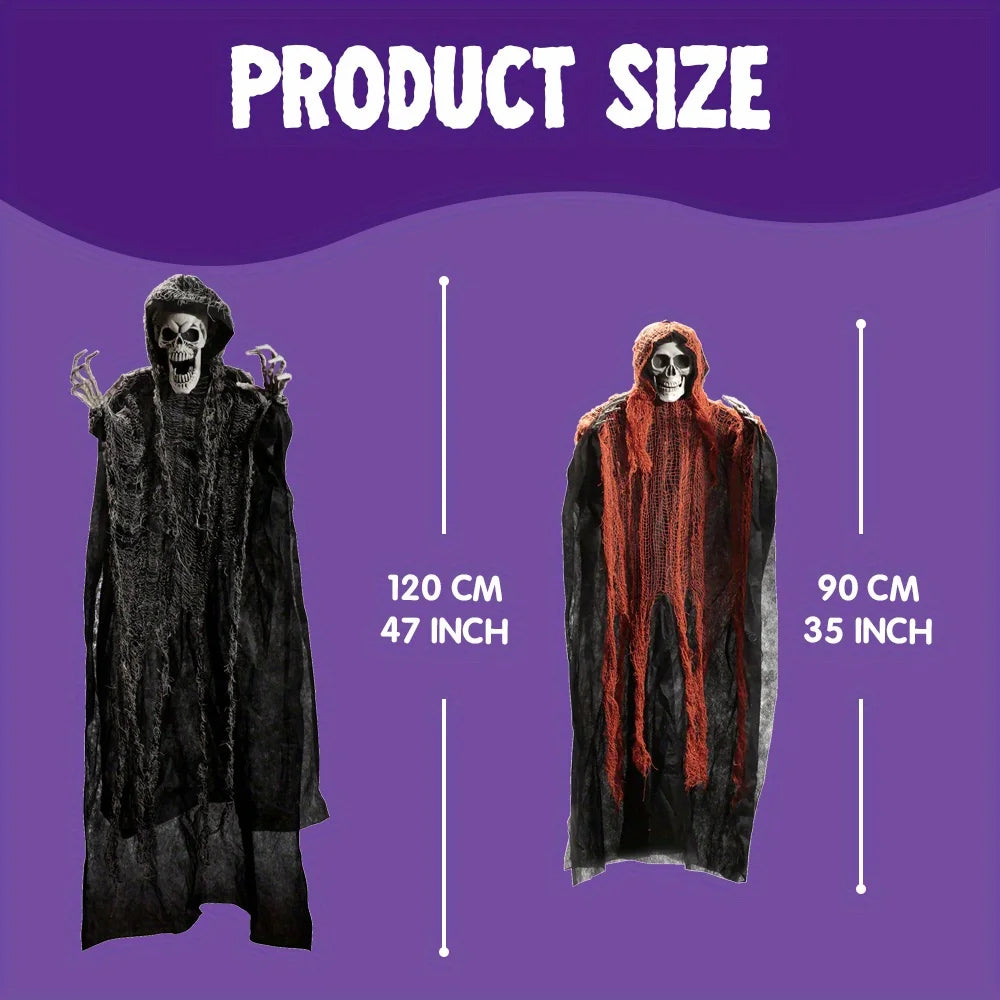 Halloween Hanging Grim Reapers (3 Pack) One 47' and Two 35' Reapers, Skeleton Flying Ghost for Haunted House Prop Decor, Outdoor Indoor Decor