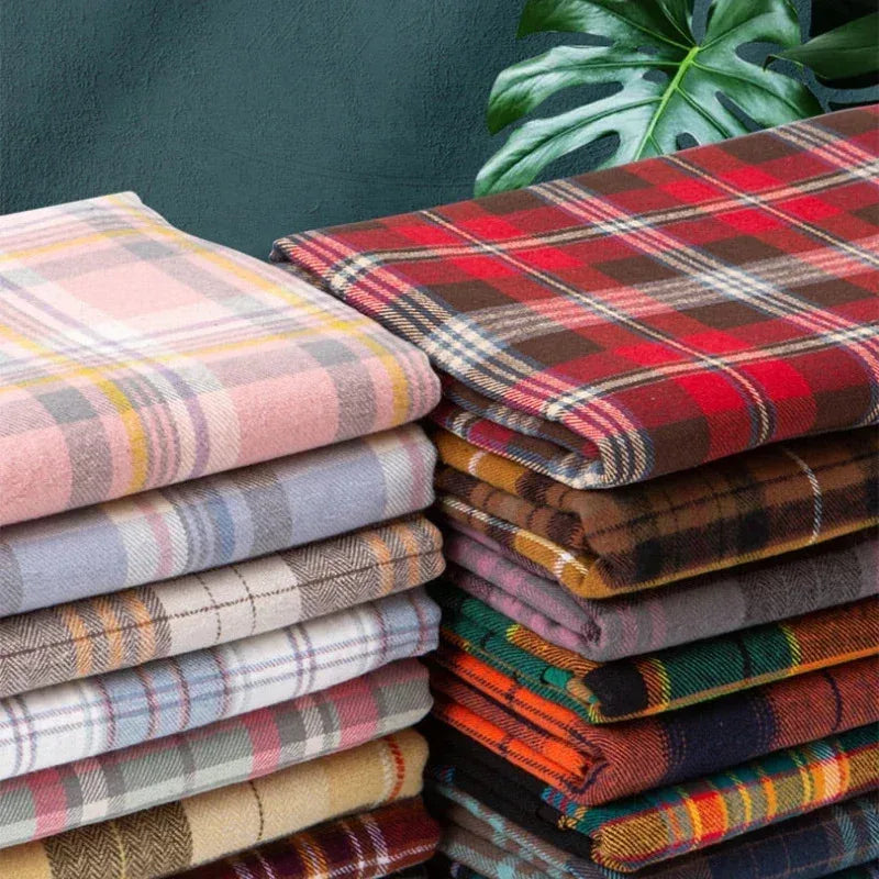 Brushed Plaid Cotton Fabric Soft To The Touch Sold By The Yard Ideal For Clothing Doll Dresses And DIY Sewing Projects.