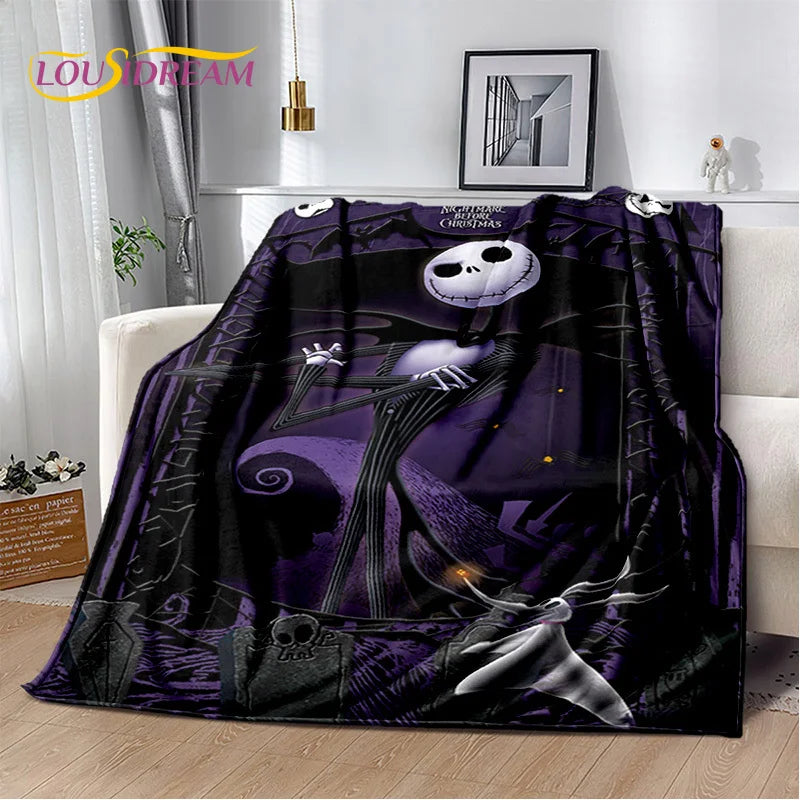 The Nightmare Before Christmas Jack Cartoon Blanket,Flannel Soft Throw Blanket for Home Bedroom Bed Sofa Picnic Office Kid Gift