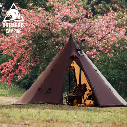 OneTigris Rock Fortress Hot Tent with Stove Jack 3000mm 4 Season 4-6 Person Tipi Tents for Camping Backpacking Fishing Hiking