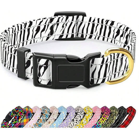 Reflective Dog Collar For Large Dogs, Cute Boho Adjustable HeavyDuty Nylon Puppy Collar For Boy And Girl Female, Soft Pet Acces