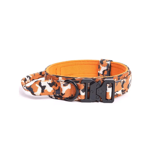 Dog Collar With Handle HeavyDuty Metal Buckle Strong Training Collar Adjustable For Medium To Large Dogs.