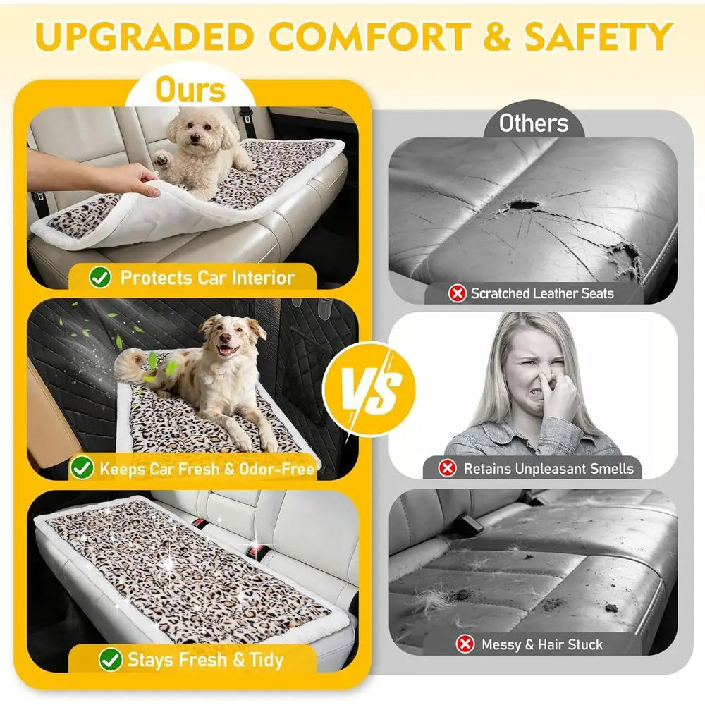 Backseat Dog Bed Mat Car Non-Slip Scratch-Resistant Seat Cover Thick Pet Travel Cushion Washable Seat Protector Blanket Cars SUV