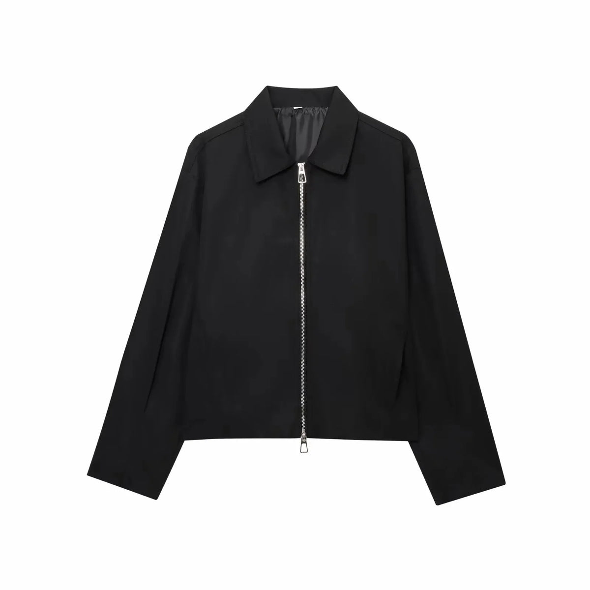 Women Casual Solid Zipper Coat Women Street Lapel Pockets Long Sleeve Simple Pleated Female Outwear Fashion Bomber Jacket