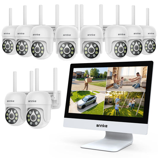 ANNKE 5MP PTZ Wireless Security Outdoor Camera System 12" NVR 10CH Pan 350° Tilt 90° Dual-Band WiFi Night Vision 2-Way Audio