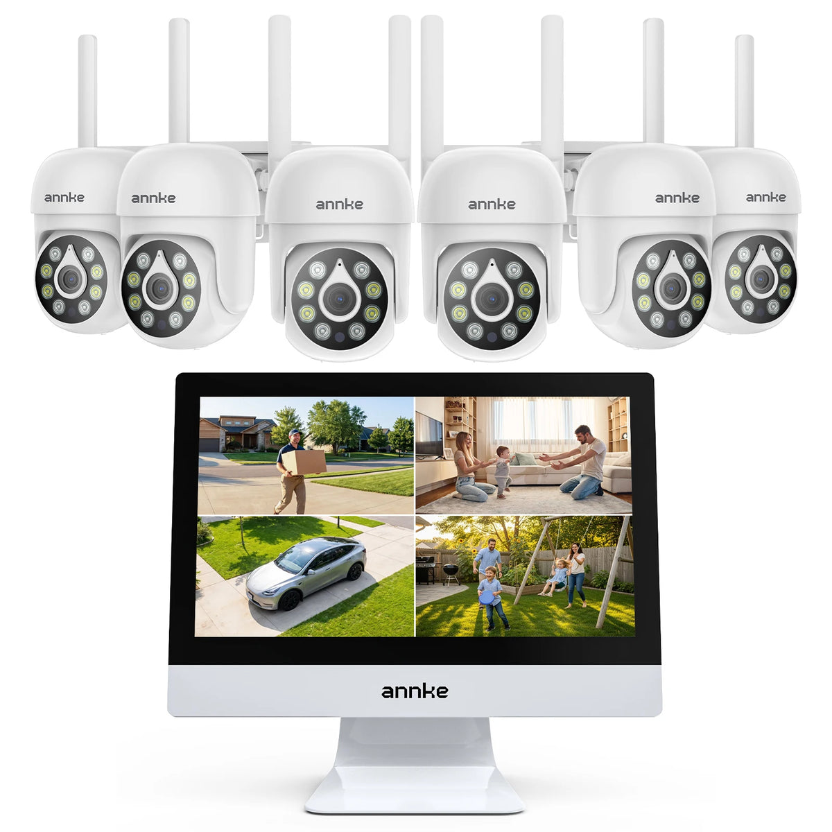 ANNKE 5MP PTZ Wireless Security Outdoor Camera System 12" NVR 10CH Pan 350° Tilt 90° Dual-Band WiFi Night Vision 2-Way Audio