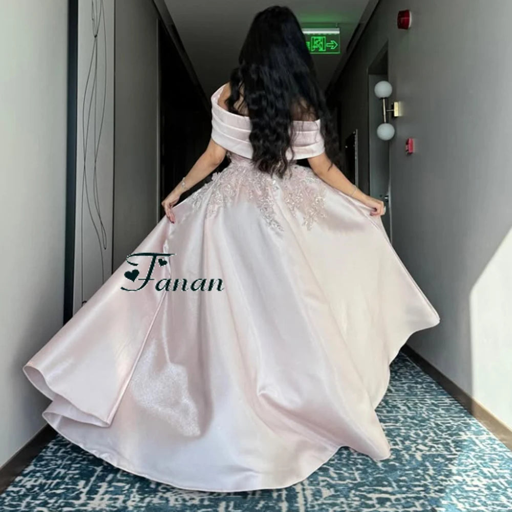 Customized Halter Neck Pink Satin A-line Evening Dress Flower Appliques Sleeveless Party Prom Dress Draped Floor Length Gown