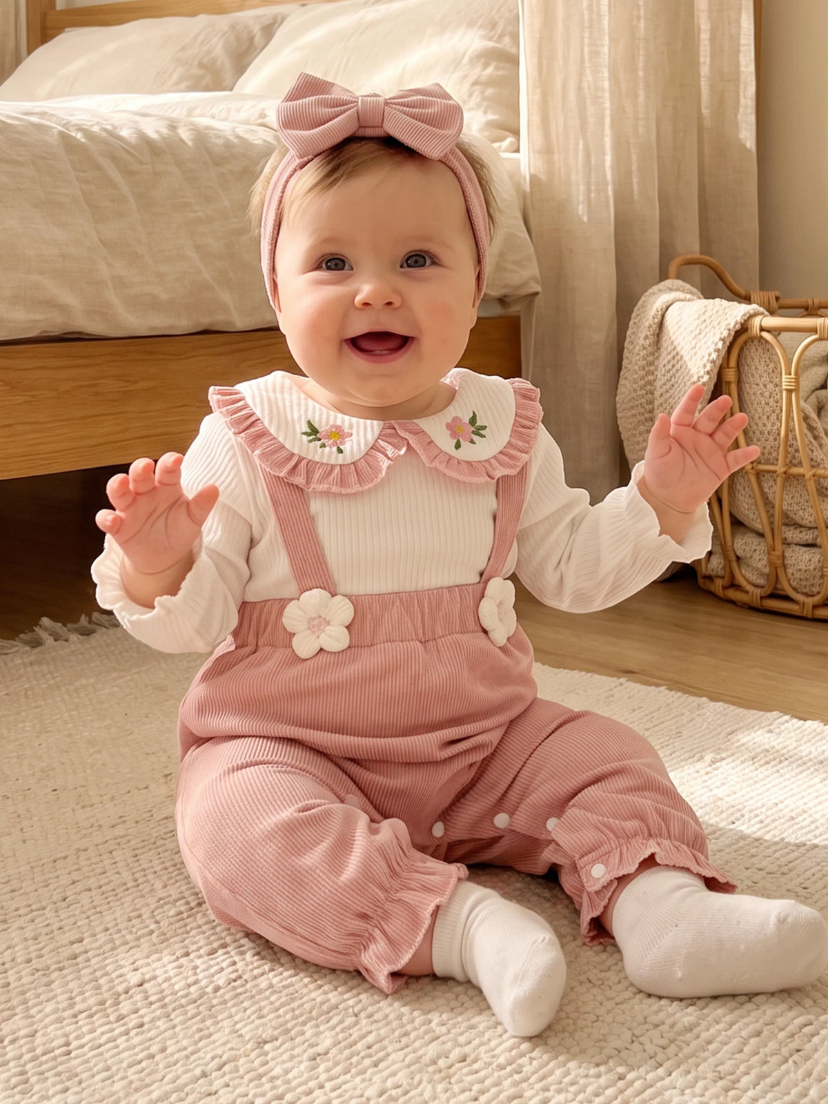Girl Fall Winter Baby Girl Doll Collar Long Long-Sleeve-Romper Fall Winter 2 Pcs Baby Winter Baby Girl Fall