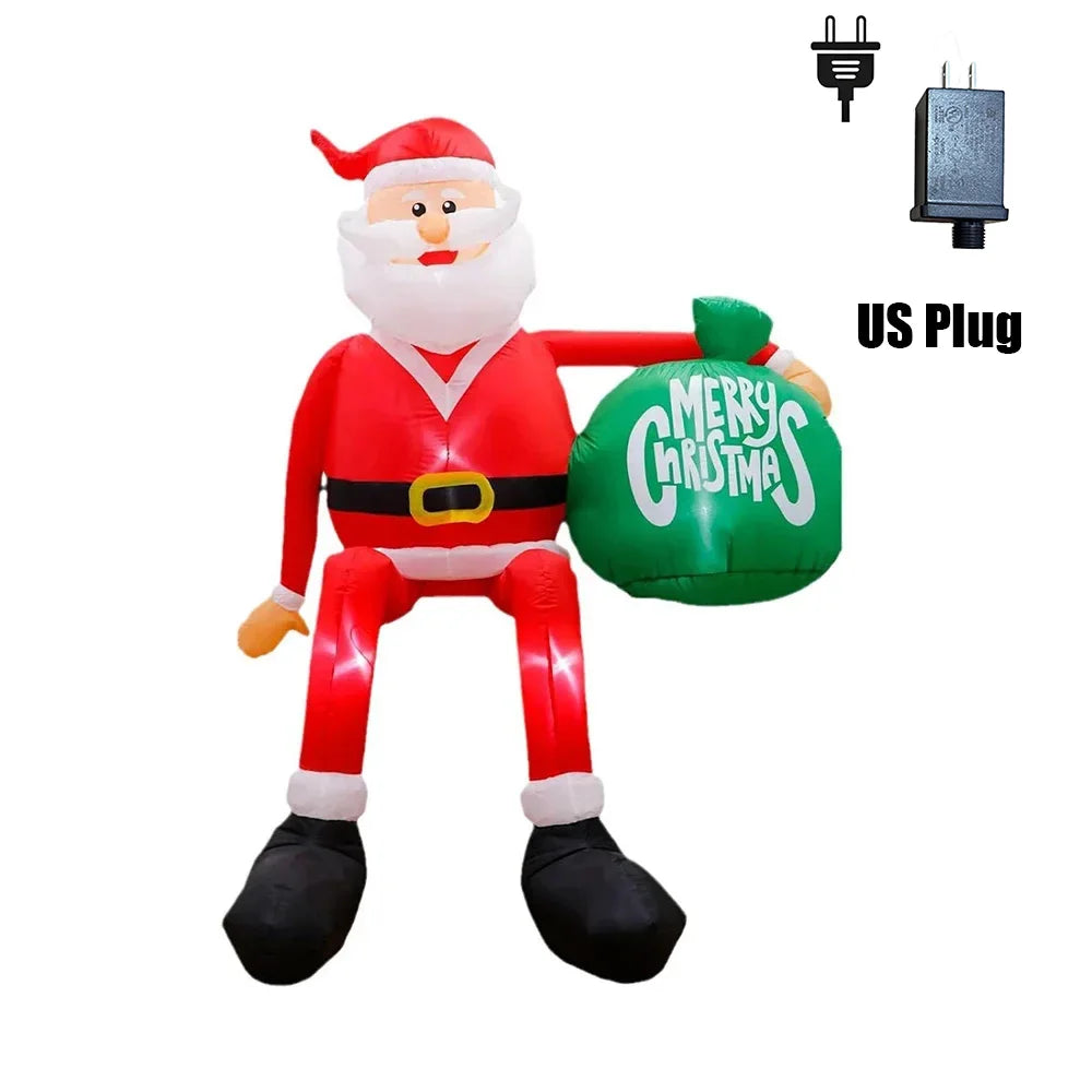 8FT 245cm Christmas Inflatables Glowing Climbing Santa Claus with LED Outdoor Home Cafe Decoration Party Yard Xmas Decor