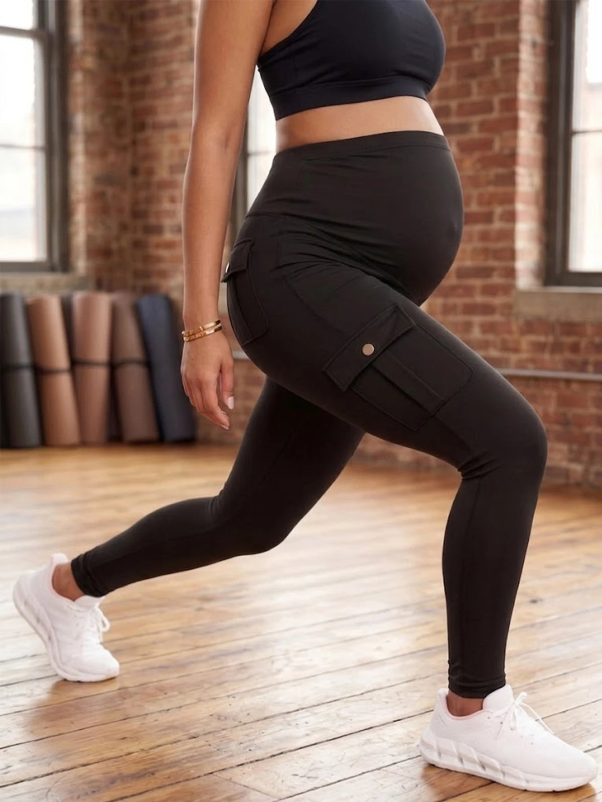 Maternity Clothing Leggings with Pockets Yoga Sports Pants Autumn Women's Casual Stretch Maternity Pants