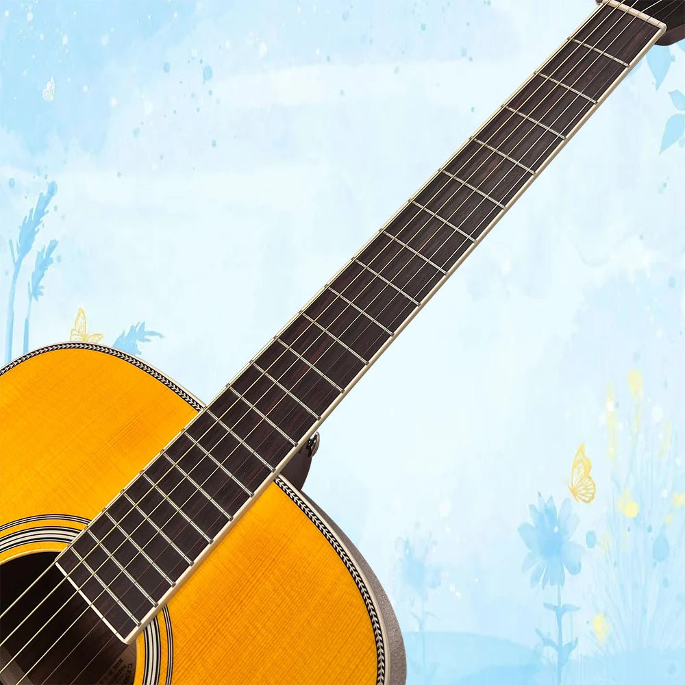 D-28CW Clarence White Acoustic Guitar，Professional Solid Spruce Top Rosewwod back and side Rosewood Fretboard Bone Nut and Saddle 21 frets 43mm nut good quality Ideal for Christmas Presents, Folk And Country Music, And Stud